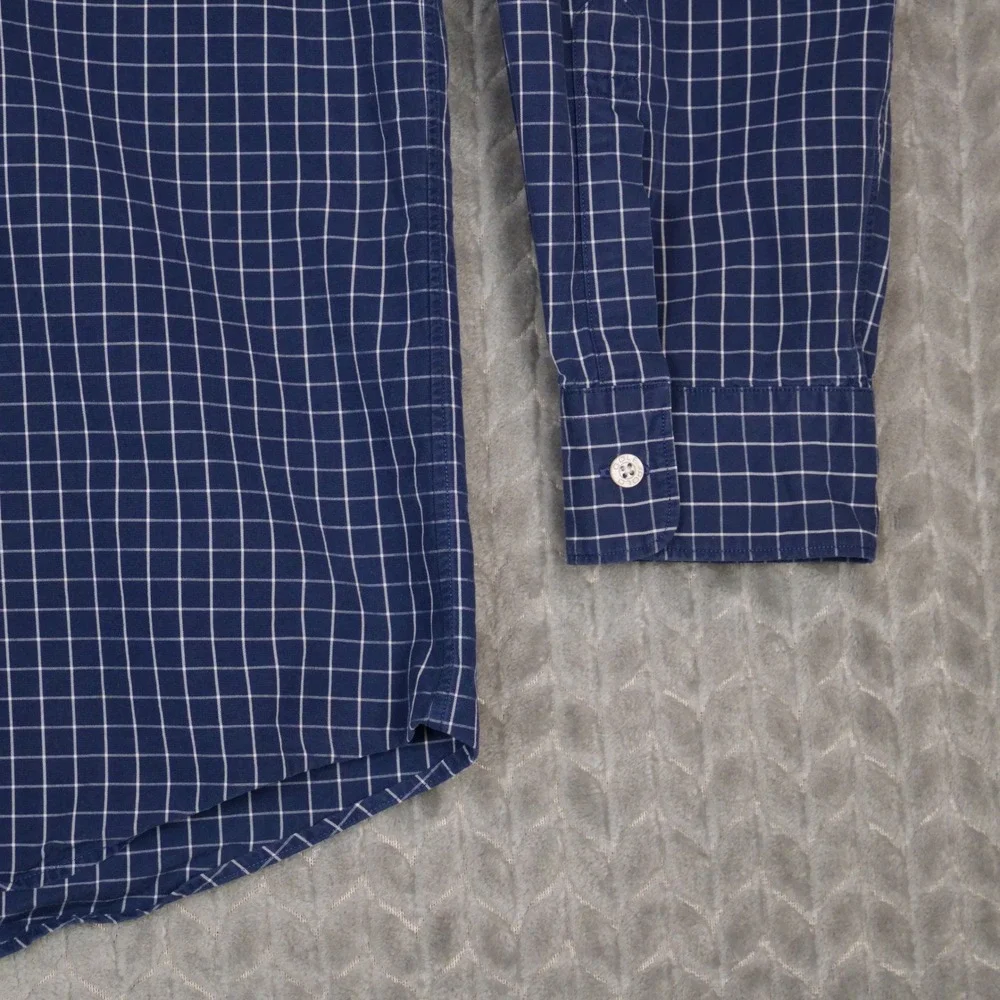 Polo Golf Ralph Lauren Shirt Mens L Blue Windowpane Check Westerton Cotton L/S